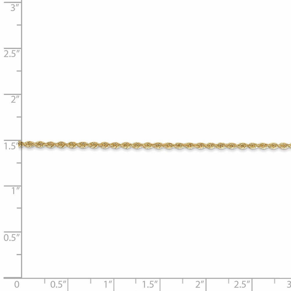 Leslies 14K Yellow Gold 1.6mm Solid Rope Chain Bracelet  Length 7'' inches