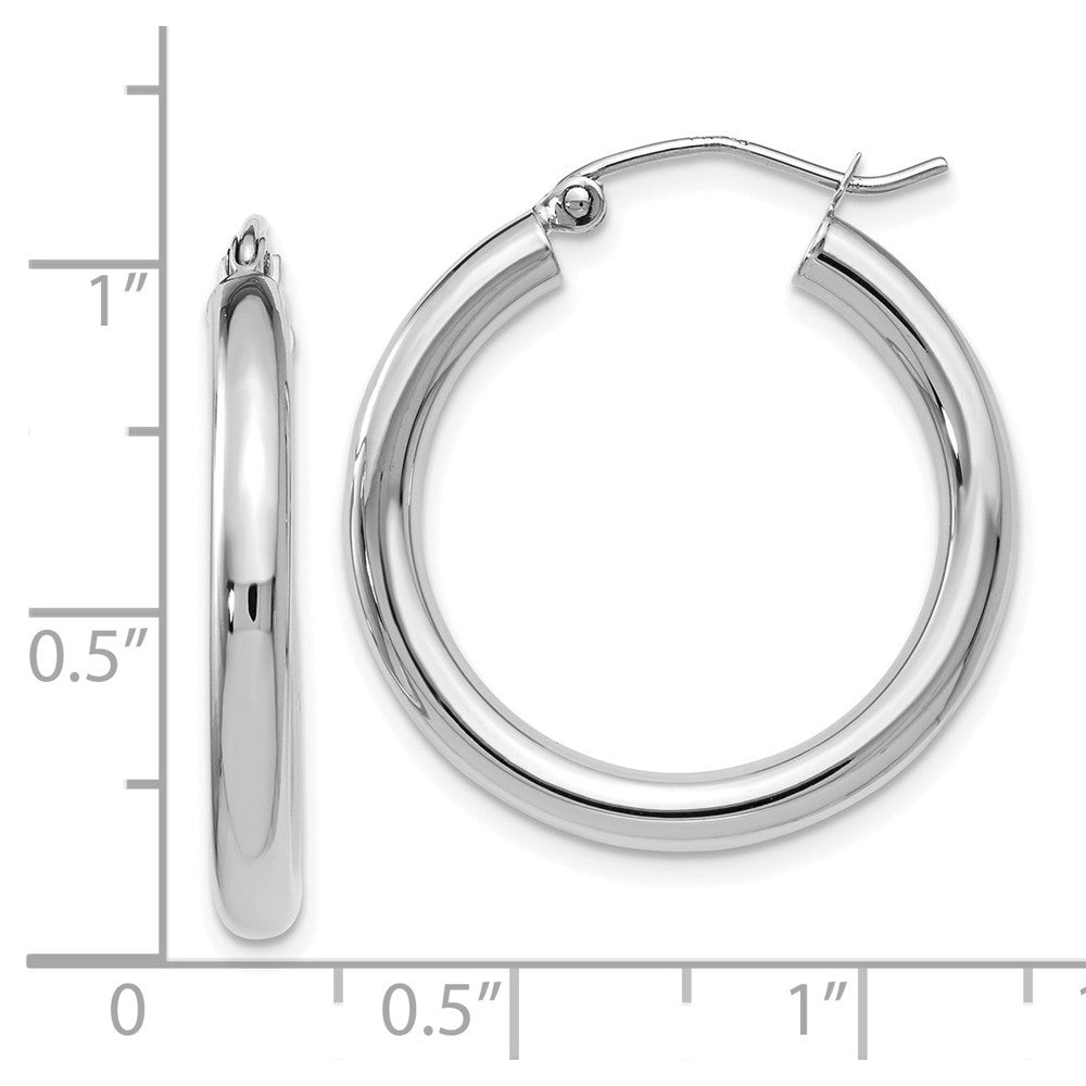 Leslies 14K White Gold Polished Hoop Earrings 26mm length