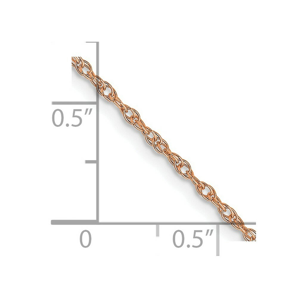 14k Rose Gold 1.15mm Carded Cable Rope Chain  length: 18 inches