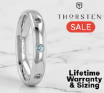 Load image into Gallery viewer, ALEX Polished Domed Tungsten Carbide Wedding Band Ring with Bezel Set Faceted Alexandrite Gemstones 4mm wide Custom Personalized Inside Engraved
