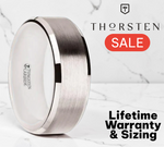 Load image into Gallery viewer, Mens White Tungsten Brushed Center White Interior Wedding Ring - Polished Beveled Edges Comfort Fit - 8mm Wide - Style name: ANTARES
