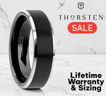 Load image into Gallery viewer, Mens Tungsten Carbide Brushed Finish Black Ceramic Center Wedding Ring - Beveled Comfort Fit - 6mm 8mm Wide - Style name: ARDEN
