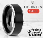 Load image into Gallery viewer, Mens Tungsten Carbide Brushed Finish Black Ceramic Center Wedding Ring - Beveled Comfort Fit - 6mm 8mm Wide - Style name: ARDEN
