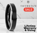 Load image into Gallery viewer, Mens Tungsten Carbide Black Brushed Center Wedding Ring - Polished Beveled Edges Comfort Fit - 4mm 6mm 7mm 8mm 10mm Wide - Style name: ASTON
