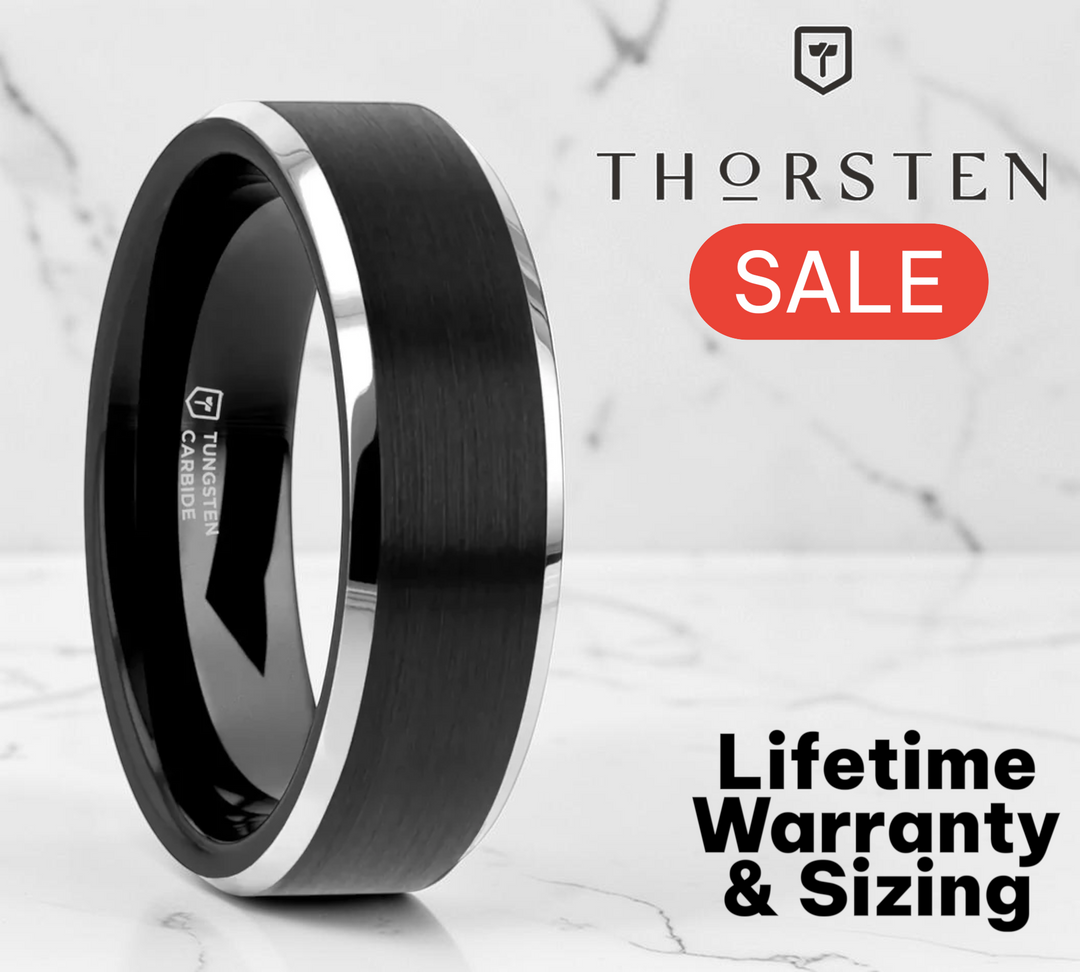 Mens Tungsten Carbide Black Brushed Center Wedding Ring - Polished Beveled Edges Comfort Fit - 4mm 6mm 7mm 8mm 10mm Wide - Style name: ASTON