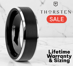Load image into Gallery viewer, Mens Tungsten Carbide Black Brushed Center Wedding Ring - Polished Beveled Edges Comfort Fit - 4mm 6mm 7mm 8mm 10mm Wide - Style name: ASTON
