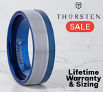 Load image into Gallery viewer, Mens Tungsten Carbide Duo Color Blue Ion Plating Inside Wedding Ring - Brushed Comfort Fit - 8mm Wide - Style name: ATLANTIC
