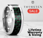 Load image into Gallery viewer, Mens Tungsten Carbide Wedding Ring - Black &amp; Green Carbon Fiber Inlay Comfort Fit - 6mm 8mm 10mm Wide - Style name: ATRONIUS
