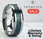 Load image into Gallery viewer, Mens Tungsten Carbide Wedding Ring - Black &amp; Green Carbon Fiber Inlay Comfort Fit - 6mm 8mm 10mm Wide - Style name: ATRONIUS
