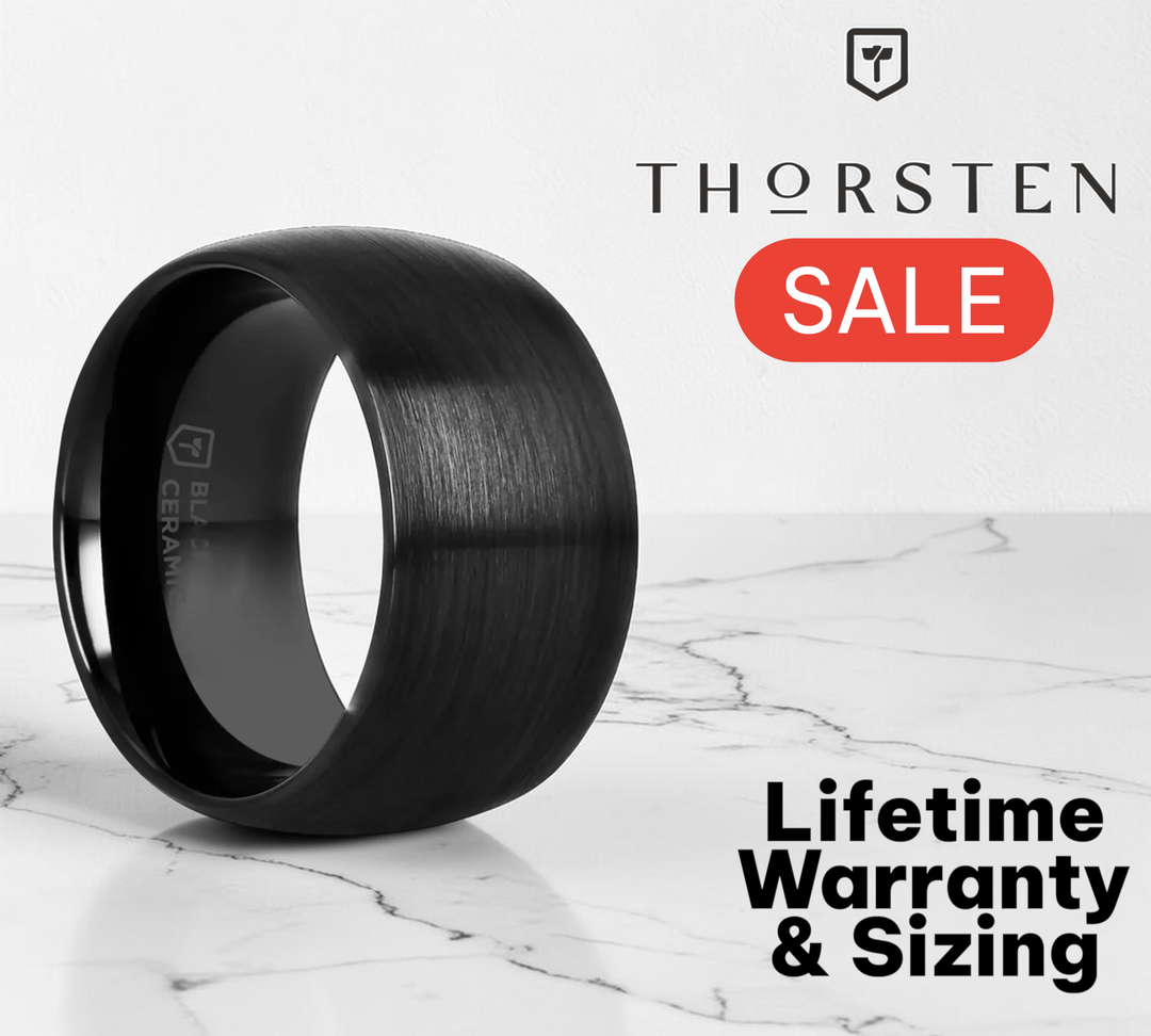 Mens Black Ceramic Domed Wedding Ring - Brush Finished Comfort Fit - 2mm 4mm 6mm 8mm 10mm 12mm Wide - Style name: ATTOR