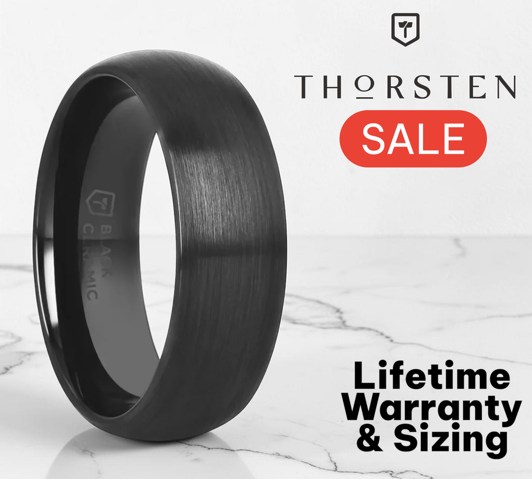 Mens Black Ceramic Domed Wedding Ring - Brush Finished Comfort Fit - 2mm 4mm 6mm 8mm 10mm 12mm Wide - Style name: ATTOR