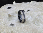 Load image into Gallery viewer, Mens Titanium Black Sapphire Stones Inlay Wedding Ring - Domed Brushed Comfort Fit - 8mm Wide - Style name: AVIATOR
