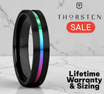 Load image into Gallery viewer, Mens Black Ceramic Rainbow Groove Wedding Ring - Flat Brushed Comfort Fit - 4mm 6mm 8mm Wide - Style name: AZURE
