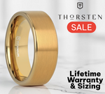 Load image into Gallery viewer, Mens Titanium Yellow Gold Plating Flat Brushed Finish Center Wedding Ring - Polished Edges Comfort Fit - 8mm Wide - Style name: AURELIANO
