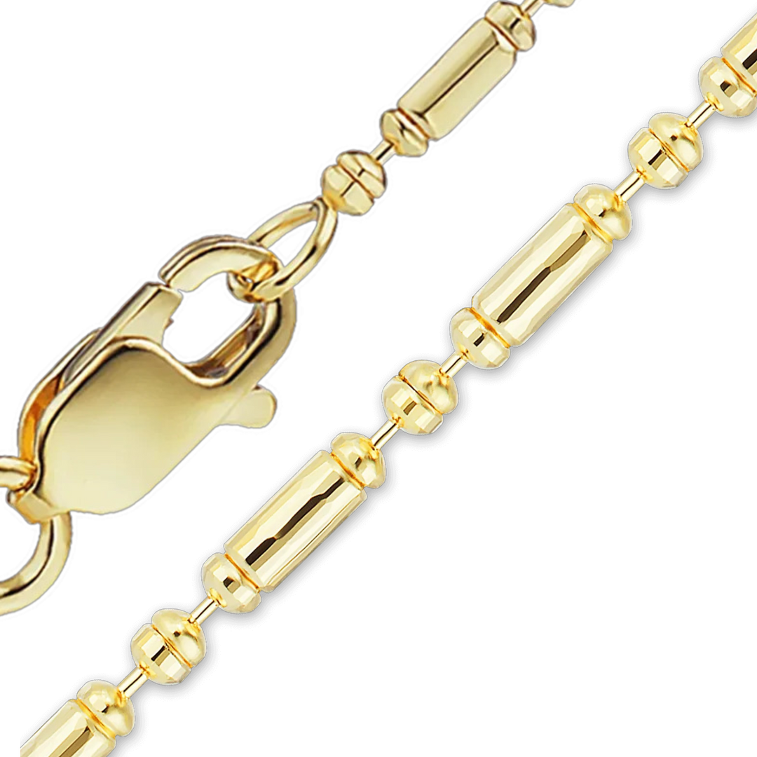 Solid 14K Yellow Gold Alternating Ball Bead Custom Length Necklace