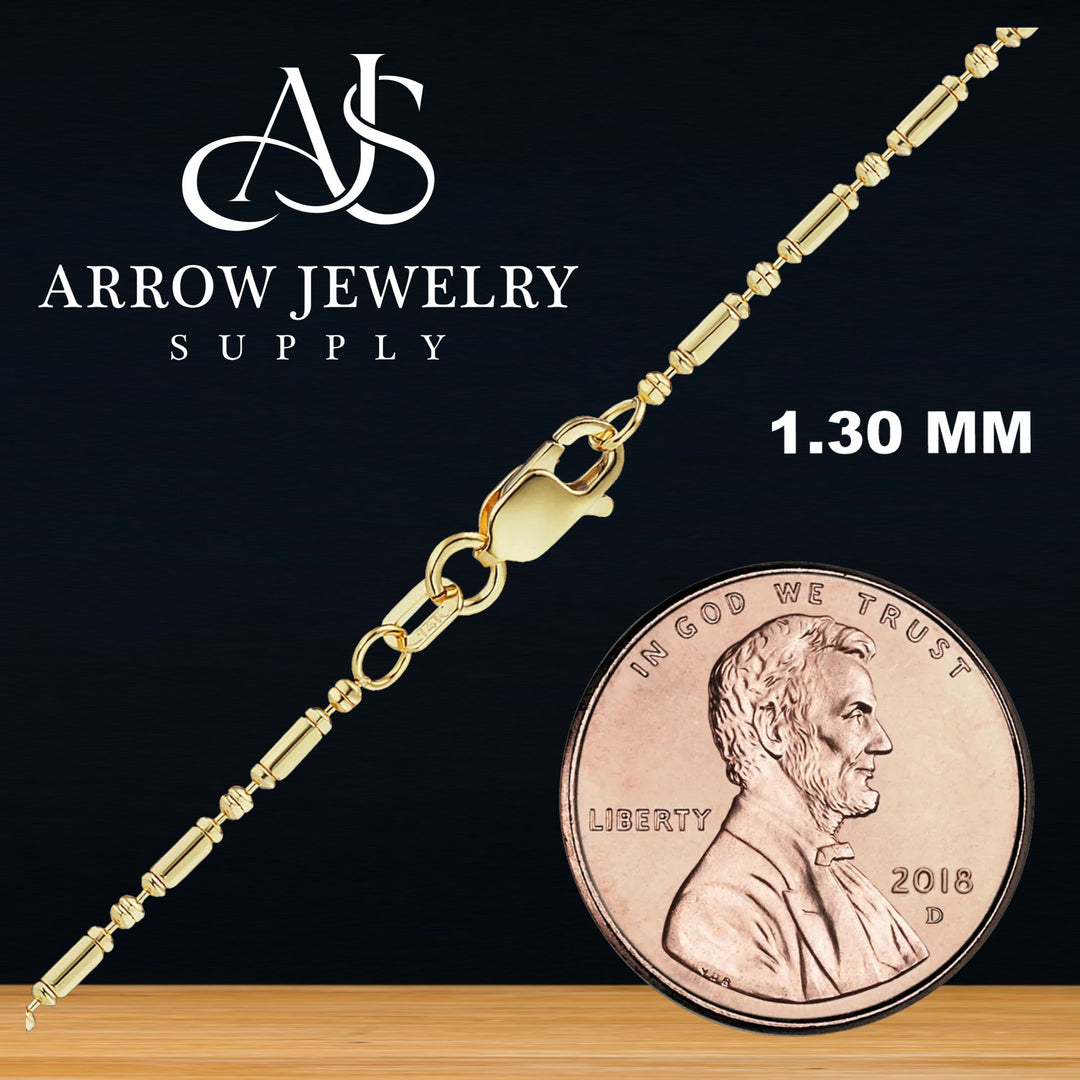 Solid 14K Yellow Gold Alternating Ball Bead Custom Length Necklace