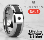 Load image into Gallery viewer, Mens Tungsten Carbide Black Carbon Fiber Black Diamond Wedding Ring - Polished Beveled Comfort Fit - 8mm Wide - Style name: BENTLEY
