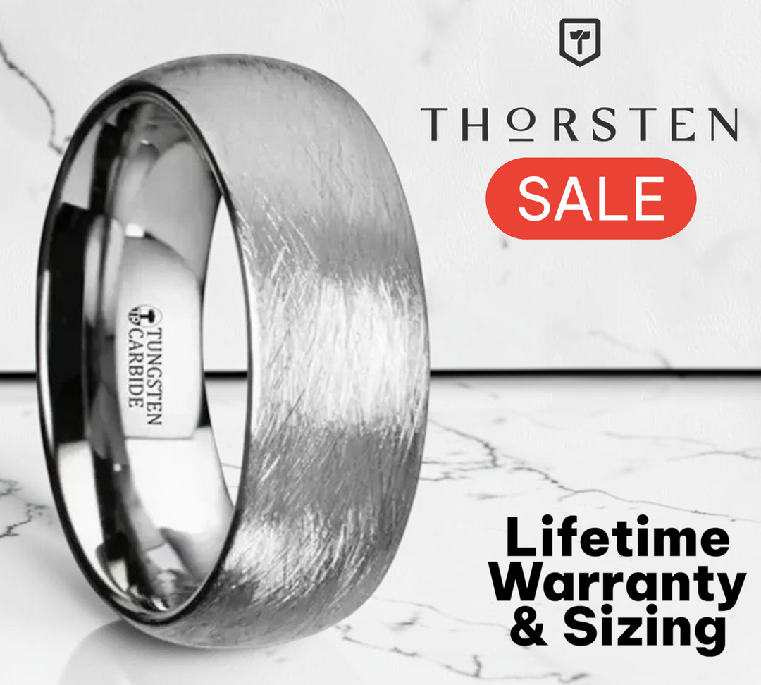 Mens Tungsten Carbide Deep Texture Brush Finish Wedding Ring - Domed Comfort Fit - 6mm 8mm Wide - Style name: BLACKWALD