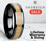 Load image into Gallery viewer, Mens Black Ceramic Ash Wood Inlay Wedding Ring - Polished Beveled Comfort Fit - 6mm 8mm 10mm Wide - Style name: BILTMORE
