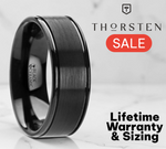 Load image into Gallery viewer, Mens Black Ceramic Dual Offset Grooves Flat Brushed Finish Center Wedding Ring - Polished Edges Comfort Fit - 6mm 8mm Wide - Style name: BLACKHEART

