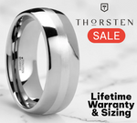 Load image into Gallery viewer, Mens Tungsten Carbide Domed Wedding Ring - Silver Inlaid Comfort Fit - 6mm 8mm Wide - Style name: CASSIUS
