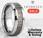 Load image into Gallery viewer, Mens Tungsten Carbide Flat Meteorite Inlay Beveled Edged Wedding Ring - 8mm Wide - Style name: CELESTIAL
