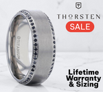 Load image into Gallery viewer, Mens Titanium Black Sapphire Polished Beveled Edges Wedding Ring - Flat Brushed Comfort Fit - 8mm Wide - Style name: CHAMPION
