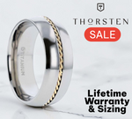 Load image into Gallery viewer, Mens Titanium 14k Yellow Gold Braided Inlay Wedding Ring - Polished Domed Comfort Fit - 8mm Wide - Style name: CHRISTIAN
