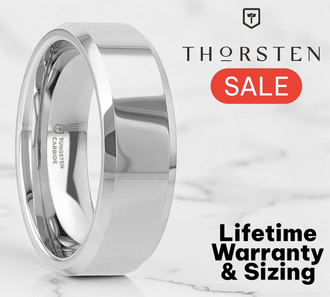 Mens Tungsten Carbide Wedding Ring - Beveled Comfort Fit - 4mm 6mm 7mm 8mm 10mm 12mm Wide - Style name: CORINTHIAN