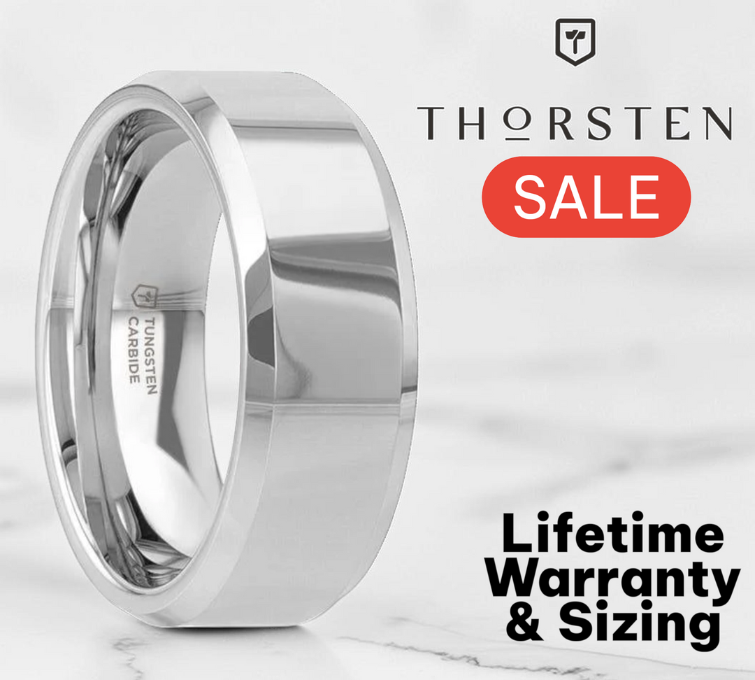 Mens Tungsten Carbide Wedding Ring - Beveled Comfort Fit - 4mm 6mm 7mm 8mm 10mm 12mm Wide - Style name: CORINTHIAN