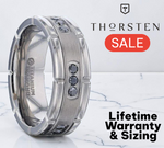 Load image into Gallery viewer, Mens Titanium Double Grooved Polished Edges Black Diamond Settings Wedding Ring - Brushed Comfort Fit - 8mm Wide - Style name: COURAGEOUS
