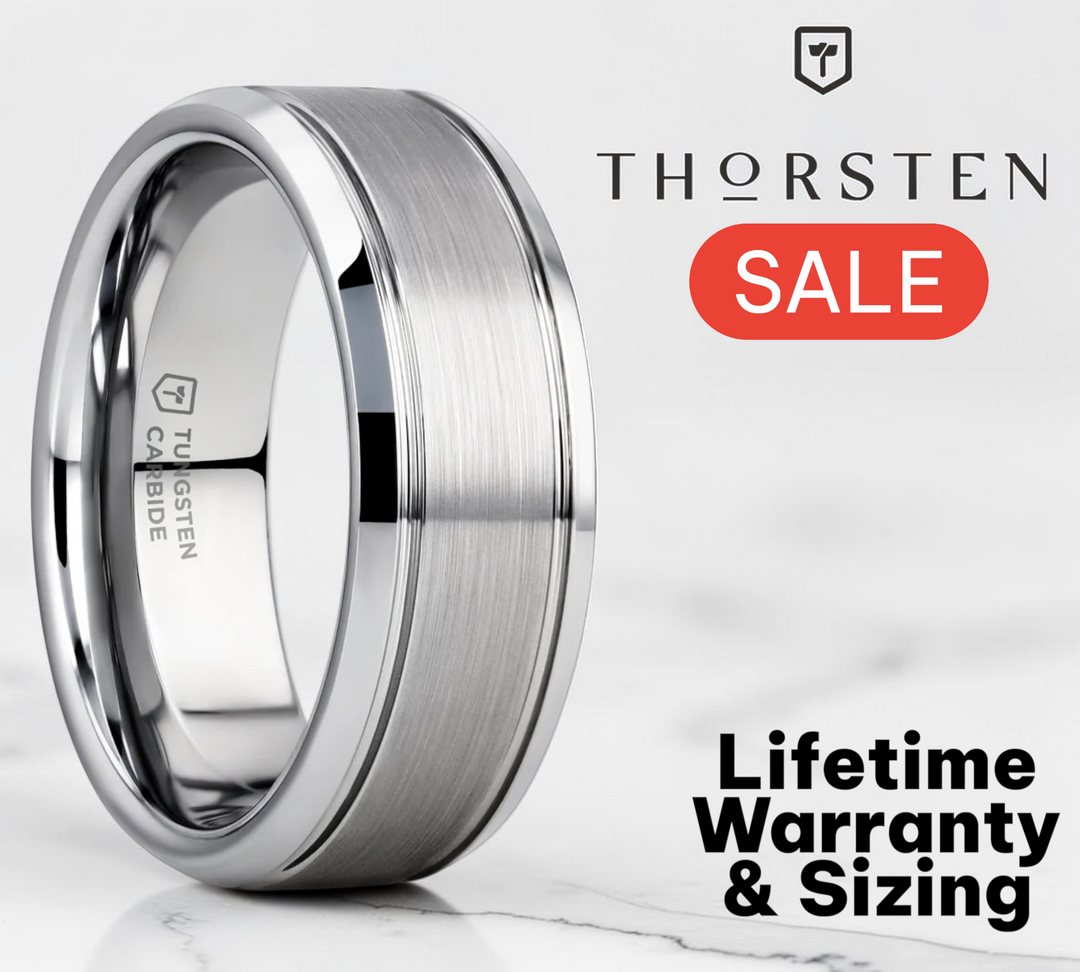Mens Tungsten Carbide Brushed Center Wedding Ring - Polished Beveled Comfort Fit - 6mm 8mm Wide - Style name: CRONUS
