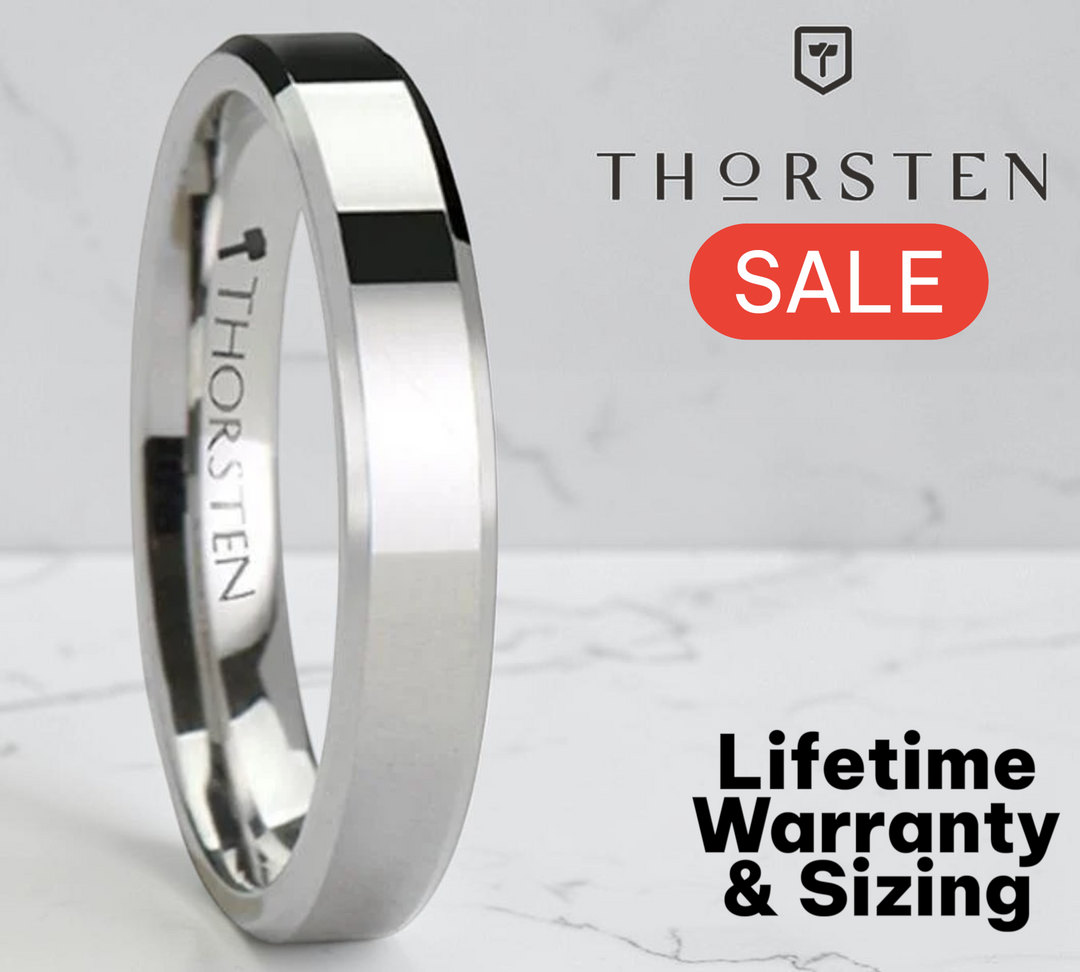 Mens Cobalt Polished Finish Wedding Ring - Beveled Comfort Fit - 4mm 6mm 8mm Wide - Style name: CALERA