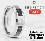 Load image into Gallery viewer, Mens Tungsten Carbide Ombre Deer Antler Inlay Diamond Wedding Ring - Polished Beveled Edges Comfort Fit - 8mm Wide - Style name: COLTON
