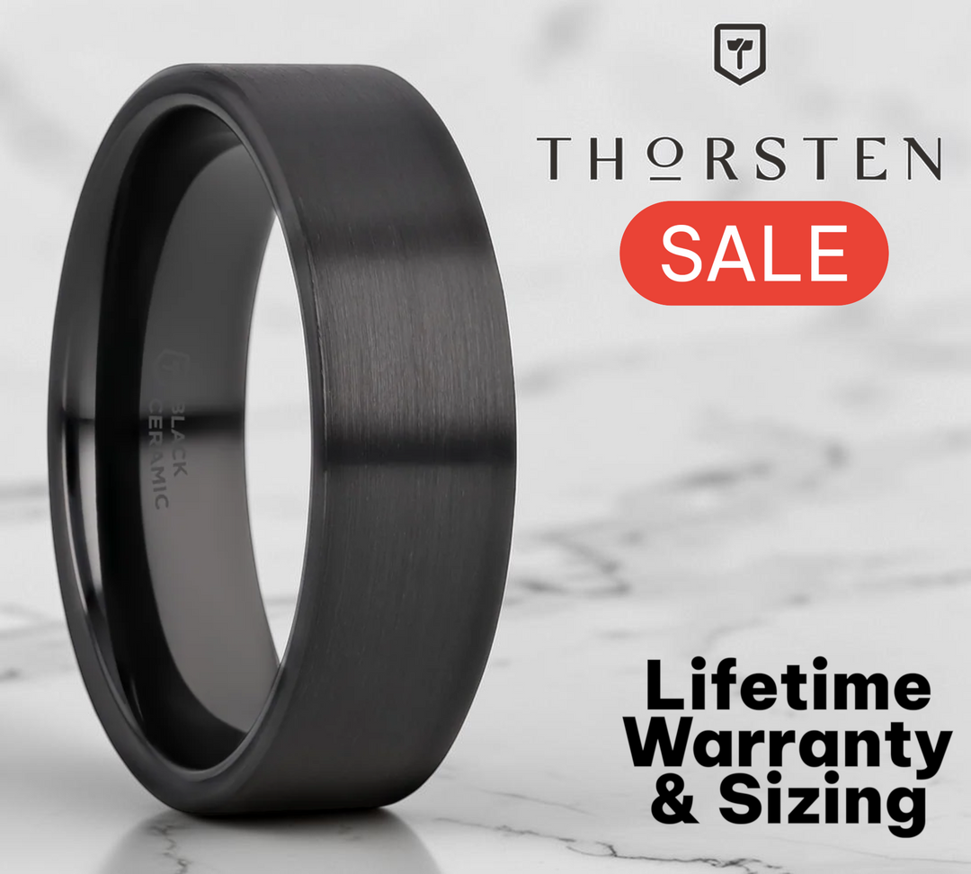 Mens Black Ceramic Flat Pipe Cut Wedding Ring - Brushed Comfort Fit - 4mm 6mm 8mm 10mm 12mm Wide - Style name: DRAKON