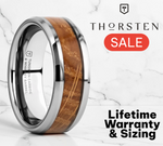Load image into Gallery viewer, Mens Whiskey Barrel Inlaid Tungsten Beveled Polished Edges Wedding Ring - 8mm Wide - Style name: DISTILLED
