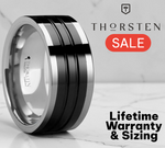 Load image into Gallery viewer, Mens Tungsten Black Ceramic Inlay Wedding Ring - Flat Grooved Comfort Fit - 6mm 8mm 10mm Wide - Style name: EDINBURGH
