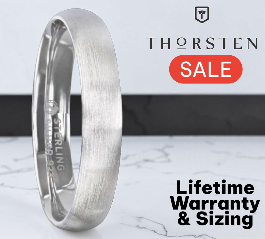 Mens Womens Silver Brushed Finish Wedding Ring - Domed Comfort Fit - 4mm 8mm Wide - Style name: EMPEROR