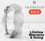 Load image into Gallery viewer, Mens Titanium Interlocking Infinity Symbol Flat Brushed Wedding Ring - Polished Grooves Comfort Fit - 8mm Wide - Style name: ENDURE
