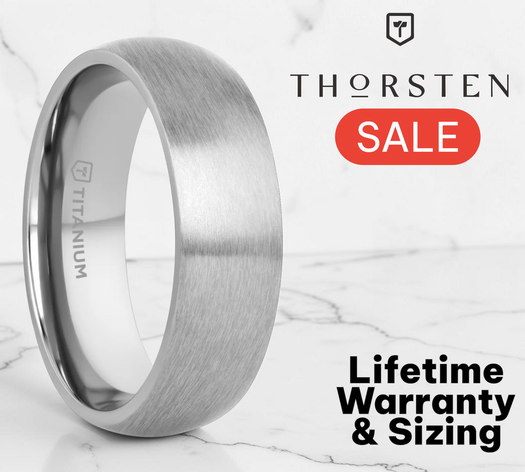Mens Titanium Brushed Finish Wedding Ring - Domed Comfort Fit - 6mm 8mm Wide - Style name: ERIS