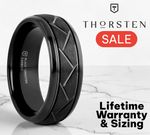 Load image into Gallery viewer, Mens Tungsten  Brushed Cross Alternating Diagonal Cuts Pattern Black Wedding Ring - Domed Comfort Fit - 8mm Wide - Style name: ENIGMA
