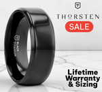 Load image into Gallery viewer, Mens Titanium Black Wedding Ring - Beveled Comfort Fit - 8mm Wide - Style name: EXODUS
