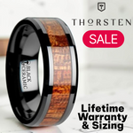 Load image into Gallery viewer, Mens Black Ceramic Exotic Mahogany Hard Wood Inlay Wedding Ring - Polished Beveled Comfort Fit - 4mm 6mm 8mm 10mm Wide - Style name: GABON
