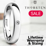 Load image into Gallery viewer, Mens Domed Tungsten Carbide White Diamond Wedding Ring - Polished Comfort Fit - 4mm 6mm Wide - Style name: GALE

