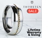 Load image into Gallery viewer, Mens Tungsten Carbide Braided 14k Gold Inlay Wedding Ring - Domed Comfort Fit - 6mm 8mm Wide - Style name: GOLDWYN
