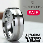 Load image into Gallery viewer, Mens Tungsten Carbide Brushed Stripe Wedding Ring - Flat Beveled Comfort Fit - 6mm 8mm Wide - Style name: GRENOBLE
