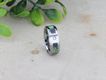 Load image into Gallery viewer, Mens Tungsten Carbide Mother of Pearl Inlay White Diamond Wedding Ring - Beveled Comfort Fit - 8mm Wide - Style name: HONOLULU
