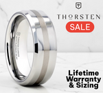Load image into Gallery viewer, Mens Tungsten Carbide Platinum Inlaid Wedding Ring - Beveled Comfort Fit - 6mm 8mm Wide - Style name: HALSTEN
