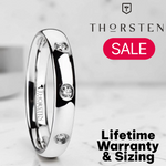 Load image into Gallery viewer, Mens Comfort Fit -Domed White Tungsten Carbide Diamond Wedding Band - 4mm Wide - Style name: ISABELLA - Lifetime Warranty
