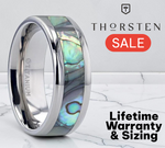 Load image into Gallery viewer, Mens Titanium Mother Of Pearl Inlaid Wedding Ring - Polished Beveled Comfort Fit - 6mm 8mm Wide - Style name: KAUI
